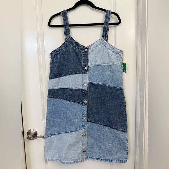 NWT Gap Pieced Patchwork Blue Jean Denim Mini Dress / Jumper Women’s Medium-Tall - Picture 5 of 9